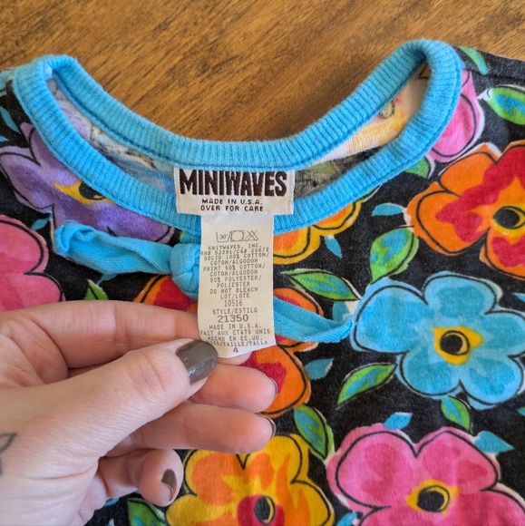 Vintage 90s Miniwaves 4T Colorful Floral Kids Shirt - Picture 5 of 6